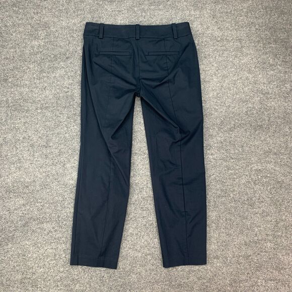 Ann Taylor Carnegie Crop Pants Womens 2 Navy Low Rise Flat Front Straight Chino - Picture 9 of 13